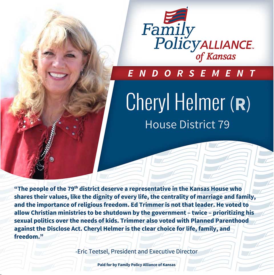 thumbnail of Kansas Family Voice of Kansas Endorses Cheryl Helmer for Kansas House of Representatives